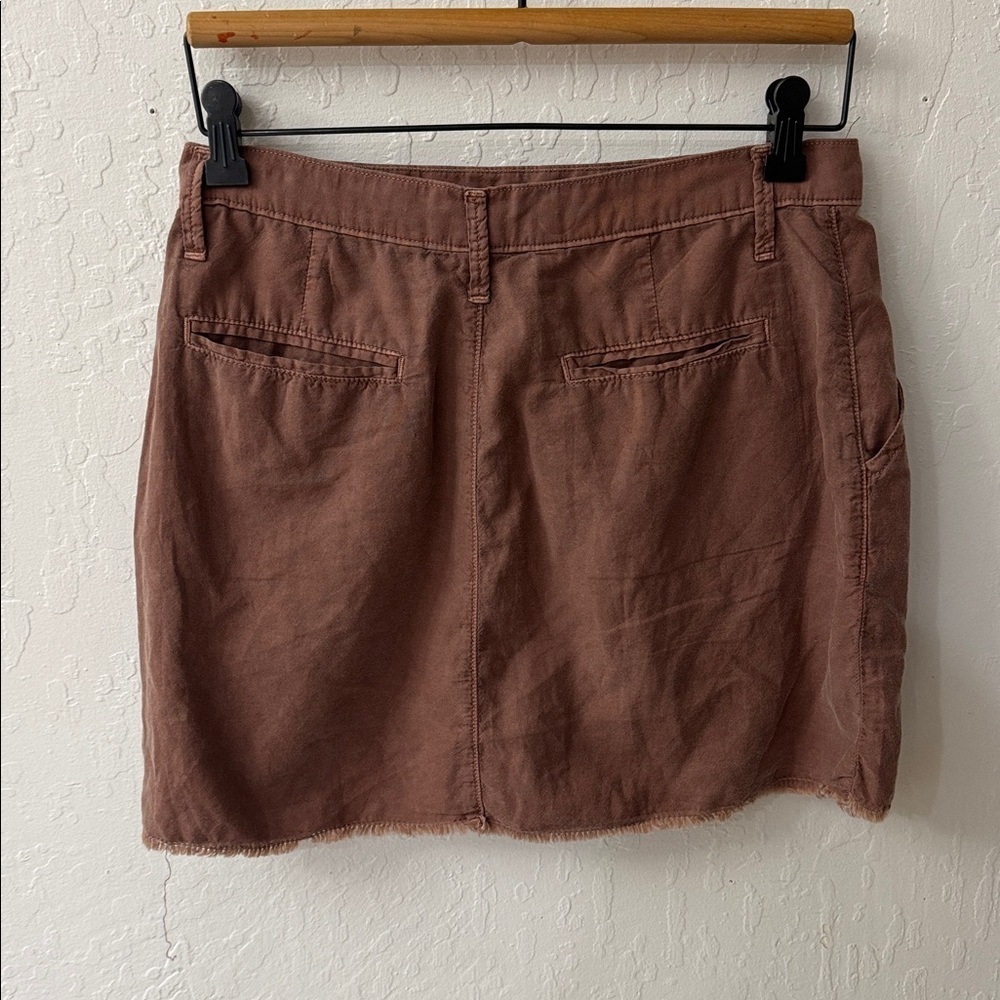 NSF Brown Fray Wrap Button Everly Skirt Size 27 - Picture 6 of 6